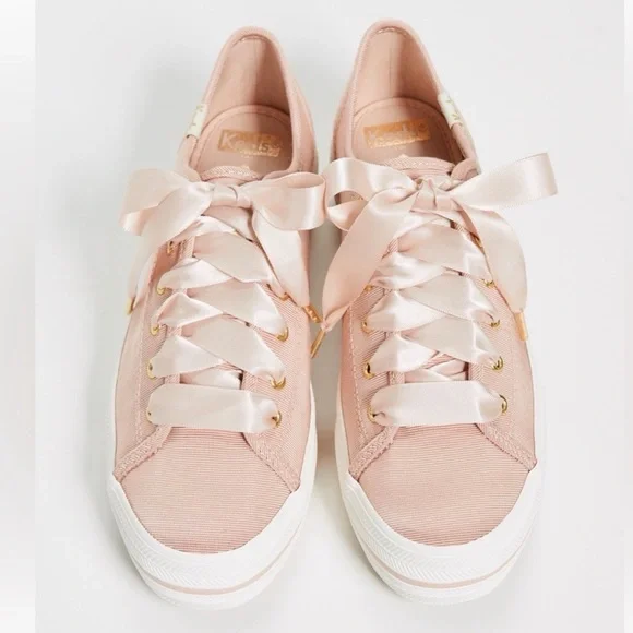 Kate Spade x Keds Triple Kick Pink Grosgrain Sneakers, ribbon laces, like new, 8 - Picture 2 of 16
